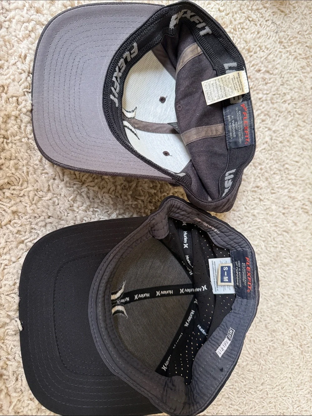 Hurley Two-Pack Curved Brim Caps in Black and Charcoal